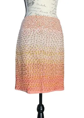 HD in Paris Anthropologie Ombré Embroidered Floral Linen Skirt - Size 4