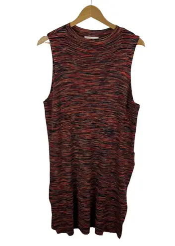 By Anthropologie Tami Sleeveless Knit Tunic Size 2X Space Dye Colorful Slit Fall Red