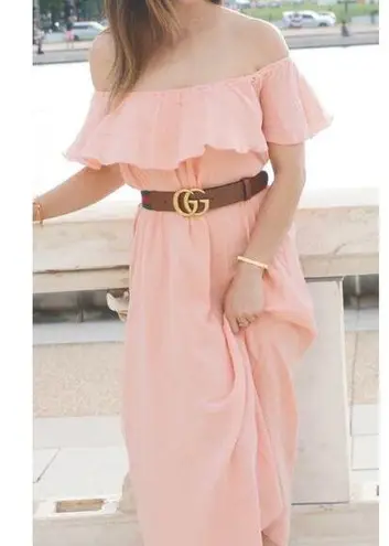 Eberjay Eberjey Nomad Florence Off Shoulder Midi Dress in Candlelight Peach Size small