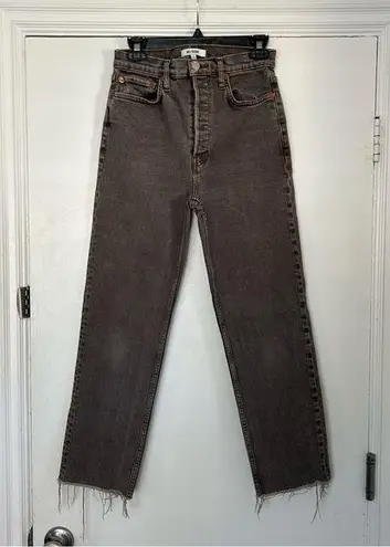 RE/DONE High Rise Stove Pipe Denim Jeans Washed Chocolate 27