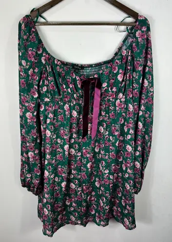 City Studio XL Green Floral Bow Mini Dress Cottagecore Romantic Boho Coquette Size undefined