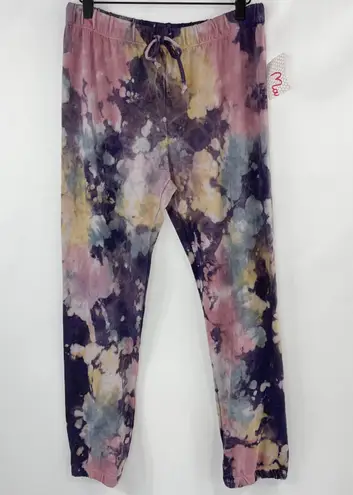 Maronie New Tie Dye Sweatpants Drawstring Waist Eggplant Multi