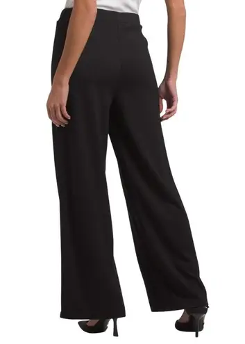 Ellen Tracy Wide-Leg Black Pants Sz L Pull-On Sailor Button Detail NWT