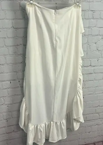 Odi et Amo Iconic Collection off white asymmetric ruffle tier midi skirt XS chic