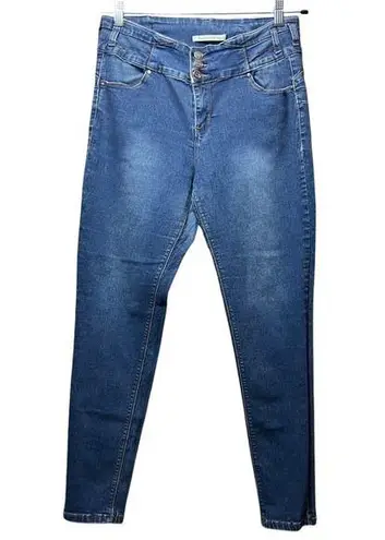 UWD Denimwear High Rise Jeans Skinny Leg Triple Button Dark Wash Women's Size 15 Blue