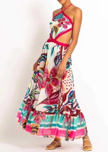 PatBo Flora Halterneck Summer Beach Midi Dress Size Medium White