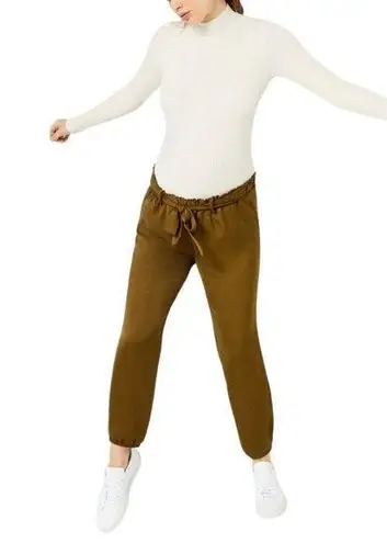 A pea in the pod NWT Underbelly Satin Jogger Pants Olive Size Large Maternity