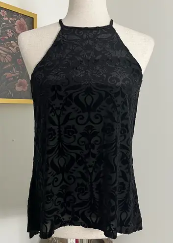 Francesca’s Black Floral Velvet Burnout High Low Keyhole Back Goth Whimsigoth Size M