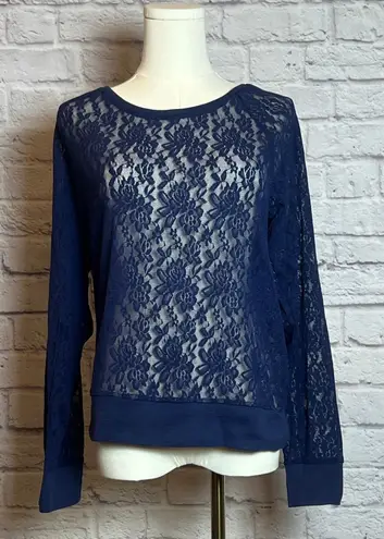 Pink Coconut Boutique Victoria's Secret PINK Navy Lace Long Sleeve Pullover Women's M