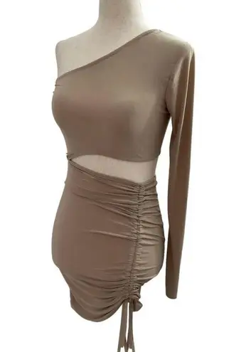 Miss Guided Women Size 2 Bodycon Cutout Dress Beige 12-560