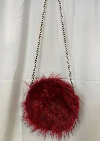 Unique Women's Red Fuzzy Crossbody Purse SKU 6120