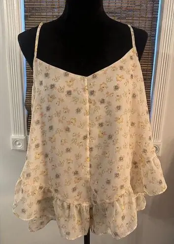 LC Lauren Conrad Lauren Conrad Layered Ruffle Floral Thin Straps Camisole Shirt Women’s Large