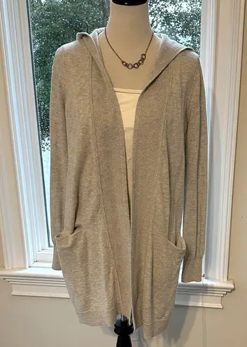 The White Company Hooded Open Cardigan, Merino/Cotton, light Grey, Medium, EUC Silver