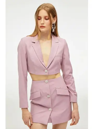 NWT Nana Jacqueline Stella Cropped Blazer Diamond Crystal Single Button Purple Size M