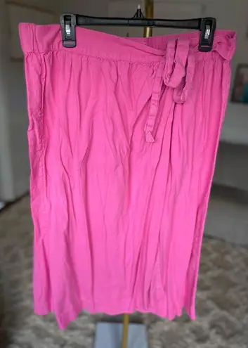 A New Day  Wrap Skirt Linen Midi XL Pink Boho Coastal Vaca Resort Pilates Beach - Image 1