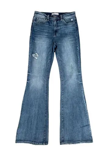 Vervet Flying Monkey Breakaway Flare Jeans High Rise Light Wash Blue Denim Distress 28