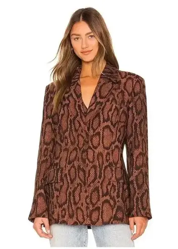 We Wore What SHAPED LONG BLAZER IN BROWN SNAKESKIN SZ 6