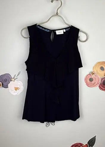 Deletta from Anthropologie V-Neck Black Sleeveless Blouse - Size - XS