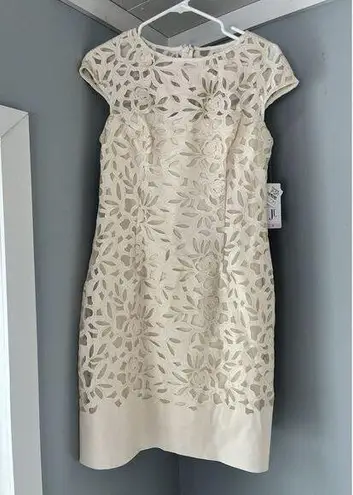 Julia Jordan NEW Cream Faux Leather Lace Cap Sleeves Midi Party Dress NWT Size 6