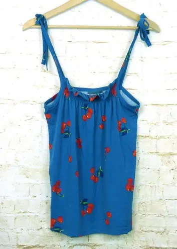 Modcloth  Cherry Bomb Tank Top Womens XS Blue Easy Like a Summer Morning Coquette