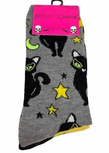 Betsey Johnson  Black Cat Halloween Crew Socks