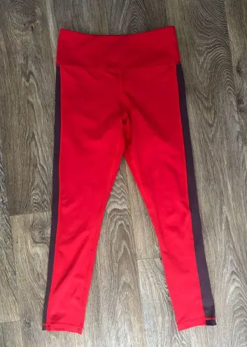 Zyia Active Red Royalty Stripe Light n Tight High-Rise 7/8 Leggings Size 6-8 EUC