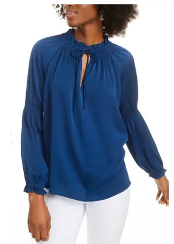 Current Air Dark Teal Modern Romance Tie Front Top