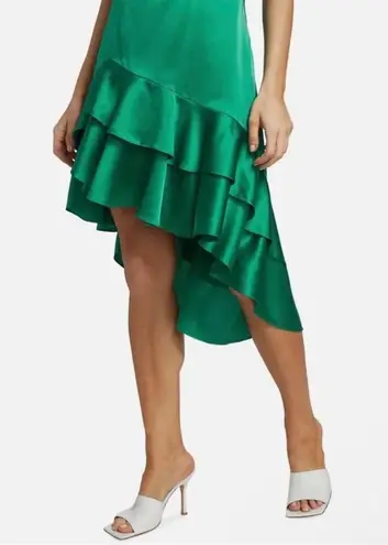 Cinq à Sept CINQ A SEPT 100% silk shell one shoulder high low dress in jade