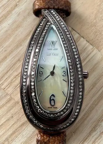 Le Vian Diamante Rare Limited Edition Diamond Ladies Watch Teardrop Case Brown