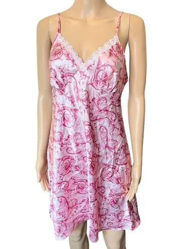 Adonna Vintage Y2K Pink Boho Damask Barbie Floral Lingerie Slip Dress Robe Set