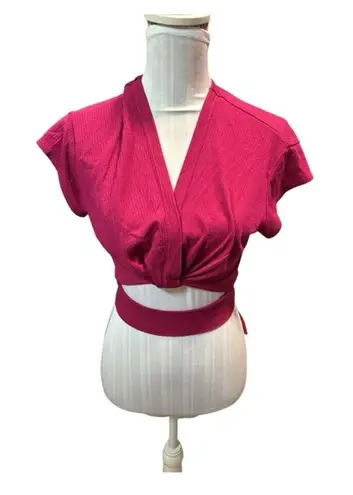 Maronie Pink Faux Wrap Ribbed Top Size L Size L
