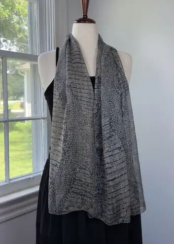 Vintage Sheer Animal Print Snakeskin Scarf One Size Gray