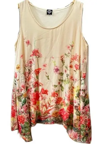Cal Style Tunic Floral Print Sleeveless Top Size XL Pink