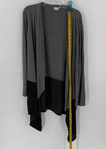 Suzanne Betro Simple Gray Black Colorblock Open Front Cardigan Size Large FLAW