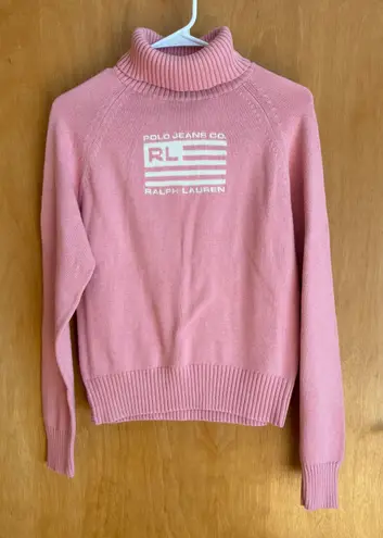 Polo Jeans Co. Ralph Lauren Pink Cotton Knit Turtleneck Sweater L/G Size L