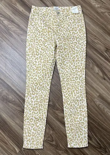J. Crew Size 27 Jeans 10" High Rise Toothpick Animal Print Safari Leopard NEW