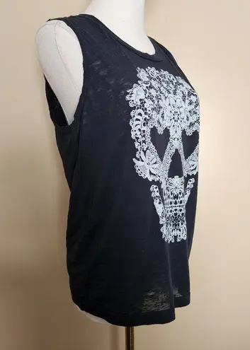 Fifth Sun Black/White Sugar Skull Muscle Tank, Women's S