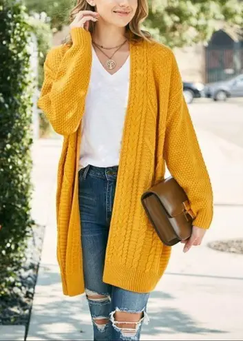 Dreamers ✨ HP✨Mustard Cable Knit Cardigan✨