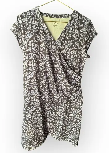 Athleta  purple and White faux wrap floral  Mini Dress