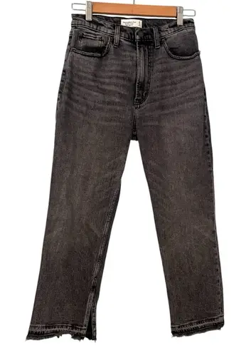 Abercrombie & Fitch Abercrombie &‎ Fitch The Ankle Straight Ultra High Rise Black Split Hem 28 Short - Image 1