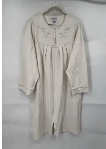 VTG Miss Elaine Floral Night Zip Front Midi Sleep Pajama Mumu Granny Coastal Size L