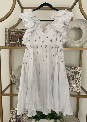 NWT Fanm Mon Galata Dress size Small Wanga White ruffle mini dress linen