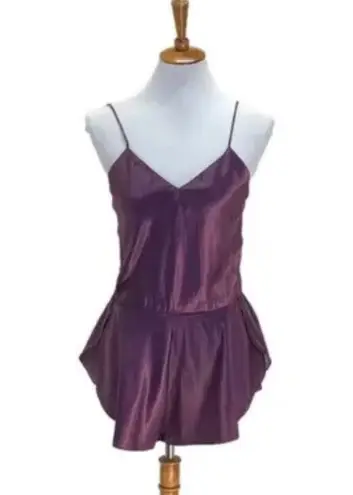 Vintage Barbizon Boutique Satin Remarque Sz S Purple Sleep Romper Teddy