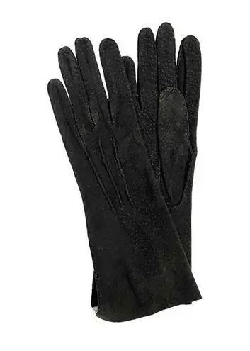NWT Vintage Black Suede Leather Gauntlet Gloves