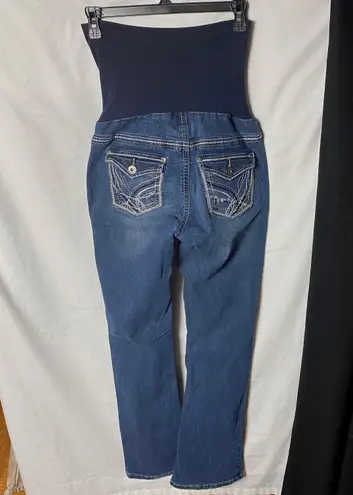 indigo. Blue Maternity Jeans Decorative Back Pockets Sm