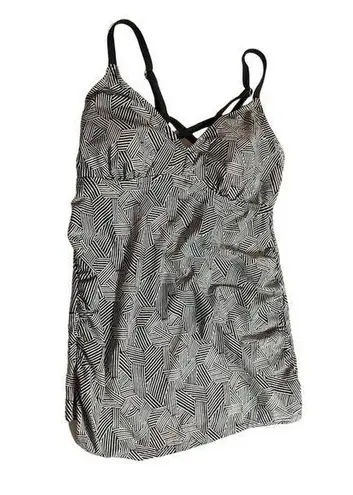 Isabel Maternity Womens Molded Cups Strappy Tankini Top Geometric Black White M