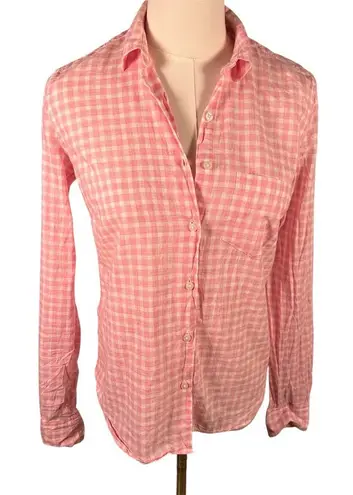 UNTUCKit Womens Pink Gingham Checkered 100% Cotton Button Down Shirt Size 0