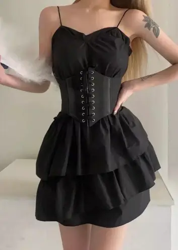 NEW Black Faux Leather Lace