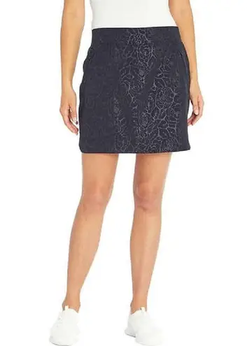 Orvis NWT! Women's Black Rose Embossed Floral Print Pull-On Travel Skort Size L