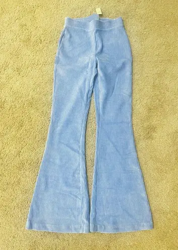 Aerie NWT  Groove Flare Yoga Pants Ribbed Velour Powder Blue Size Small